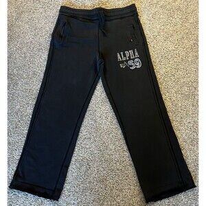 Men's Alpha Industries Navy Blue Wide Leg Sweatpants, Size Medium